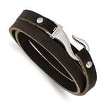 Load image into Gallery viewer, Stainless Steel Black and Brown Leather Wrap BraceletSRB529-24
