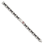 Load image into Gallery viewer, Stainless Steel Black Rubber Red Enamel 8in Medical BraceletSRB546-8
