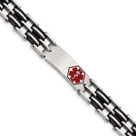Load image into Gallery viewer, Stainless Steel Black Rubber Red Enamel 8.25in Medical BraceletSRB548-8.25
