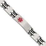 Load image into Gallery viewer, Stainless Steel Black Rubber Red Enamel 8.25in Medical BraceletSRB550-8.25
