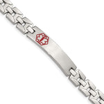 Load image into Gallery viewer, Stainless Steel Brushed &amp; Polished Red Enamel 8in Medical BraceletSRB552-8
