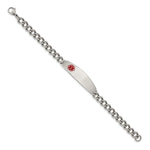 Load image into Gallery viewer, Stainless Steel Polished w/ Red Enamel 8.5in Medical BraceletSRB556-8.5
