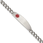 Load image into Gallery viewer, Stainless Steel Polished w/ Red Enamel 8.5in Medical BraceletSRB556-8.5
