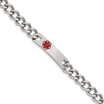 Load image into Gallery viewer, Stainless Steel Polished with Red Enamel 9.5in Medical ID BraceletSRB557-9.5
