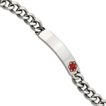 Load image into Gallery viewer, Stainless Steel Polished with Red Enamel 9.5in Medical ID BraceletSRB557-9.5
