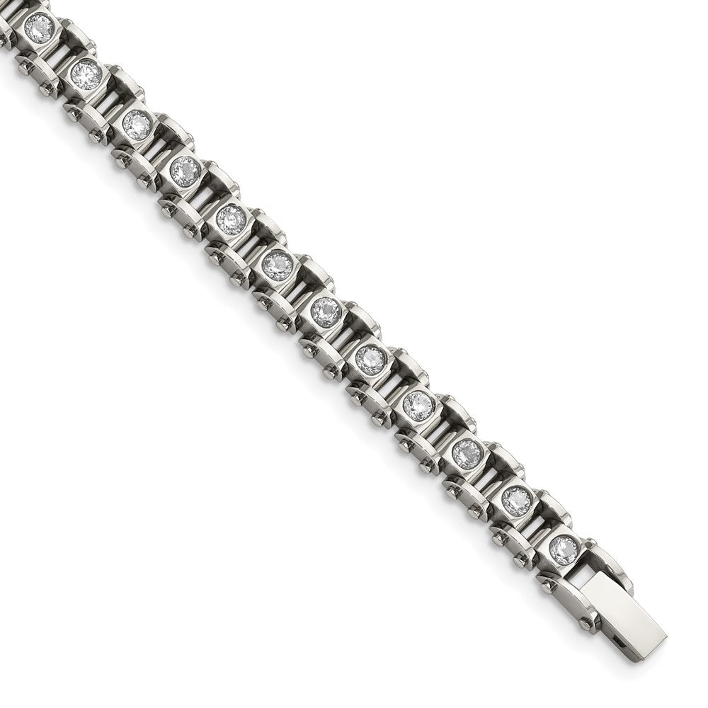 Stainless Steel CZs 7.5in BraceletSRB583-7.5