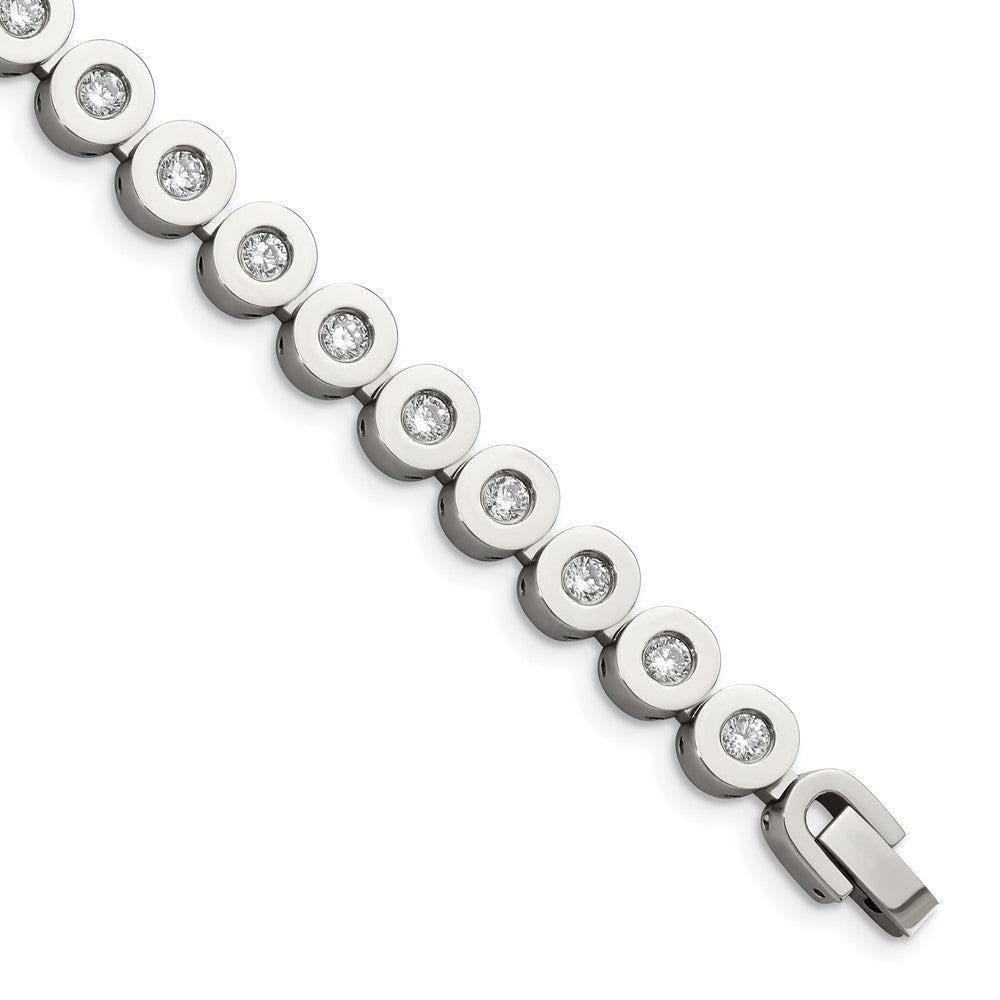 Stainless Steel with CZs 7.5in BraceletSRB587-7.5