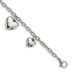 Load image into Gallery viewer, Stainless Steel Polished Hearts 8in BraceletSRB594-8
