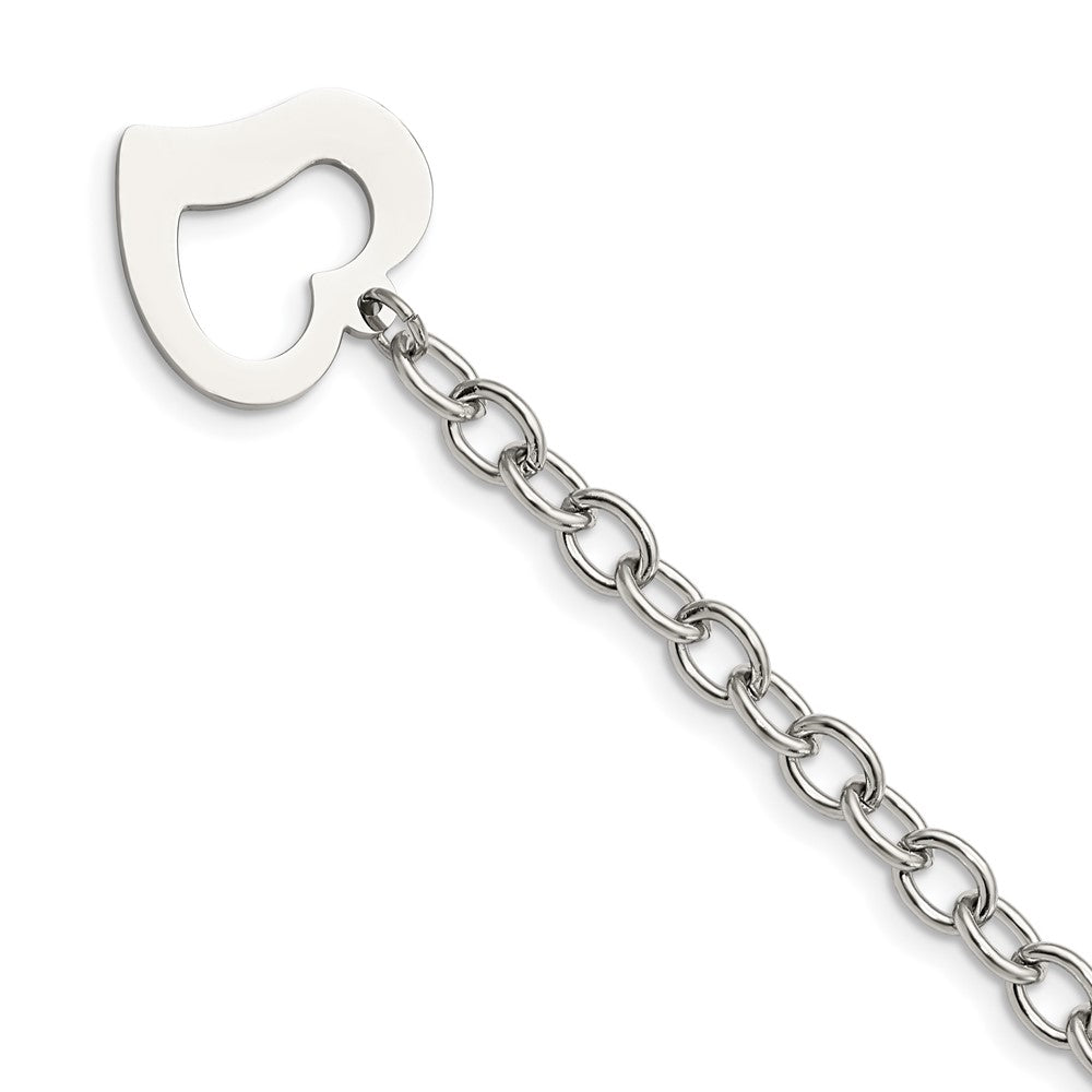 Stainless Steel Polished Open Link w/ Open Heart 8.5in BraceletSRB596-8.5