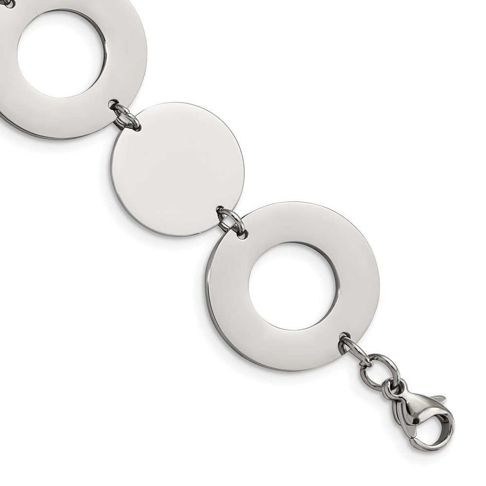 Stainless Steel Polished Circles 7.5in BraceletSRB602-7.5