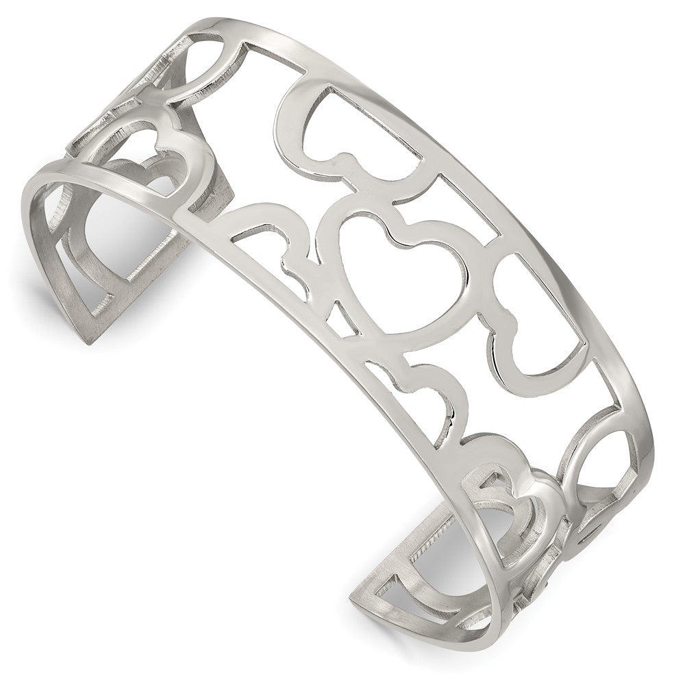 Stainless Steel Hearts Cuff BangleSRB679