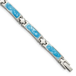 Load image into Gallery viewer, Stainless Steel Blue Enamel 7.25in BraceletSRB717-7.25
