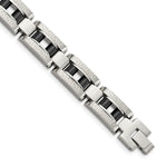 Load image into Gallery viewer, Stainless Steel IP Black-plated &amp; Greek Key 8.5in BraceletSRB733-8.5
