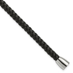 Load image into Gallery viewer, Stainless Steel Black Leather 8.5in BraceletSRB777-8.5
