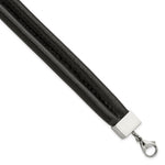 Load image into Gallery viewer, Stainless Steel Black Leather Double Row 8.5in BraceletSRB783-8.5
