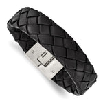 Load image into Gallery viewer, Stainless Steel Brushed Black Leather 8.5 in BraceletSRB784-8.5
