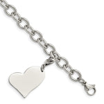 Load image into Gallery viewer, Stainless Steel Heart Charm 8in BraceletSRB788-8
