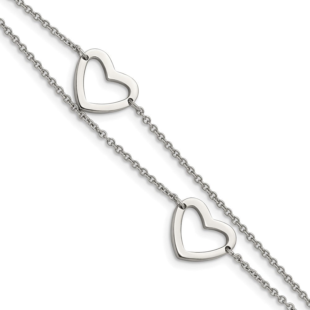 Stainless Steel Hearts BraceletSRB789-7.5