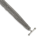 Load image into Gallery viewer, Stainless Steel Multiple Row of Chain 7.5in Toggle BraceletSRB791-7.5

