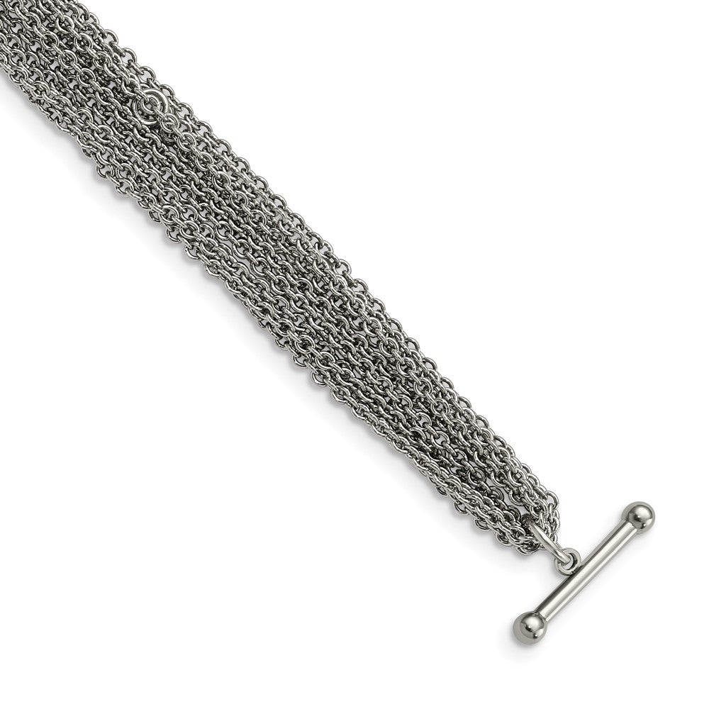 Stainless Steel Multiple Row of Chain 7.5in Toggle BraceletSRB791-7.5