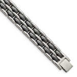 Load image into Gallery viewer, Stainless Steel Double Row Black Ceramic 8.25in BraceletSRB798-8.25
