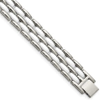 Load image into Gallery viewer, Stainless Steel Double Row White Ceramic 8.25in BraceletSRB799-8.25
