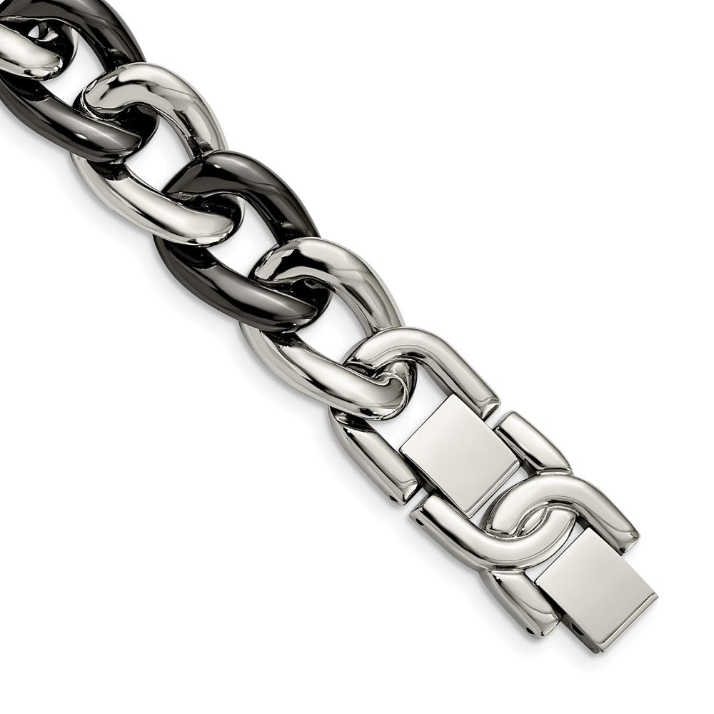 Stainless Steel Black Ceramic 7.5in w/ext BraceletSRB805-7.5