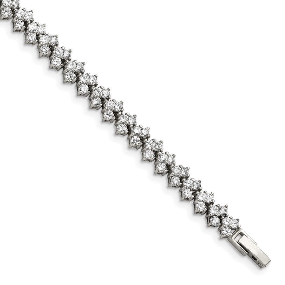 Stainless Steel Fancy CZ 7.5in BraceletSRB817-7.5