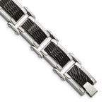 Load image into Gallery viewer, Stainless Steel Black-plated &amp; Textured 9in BraceletSRB829-9
