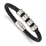 Load image into Gallery viewer, Stainless Steel Leather 8.5in BraceletSRB864-8.5
