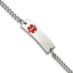 Load image into Gallery viewer, Stainless Steel Polished w/Red Enamel 8.75in Medical ID BraceletSRB884-8.75
