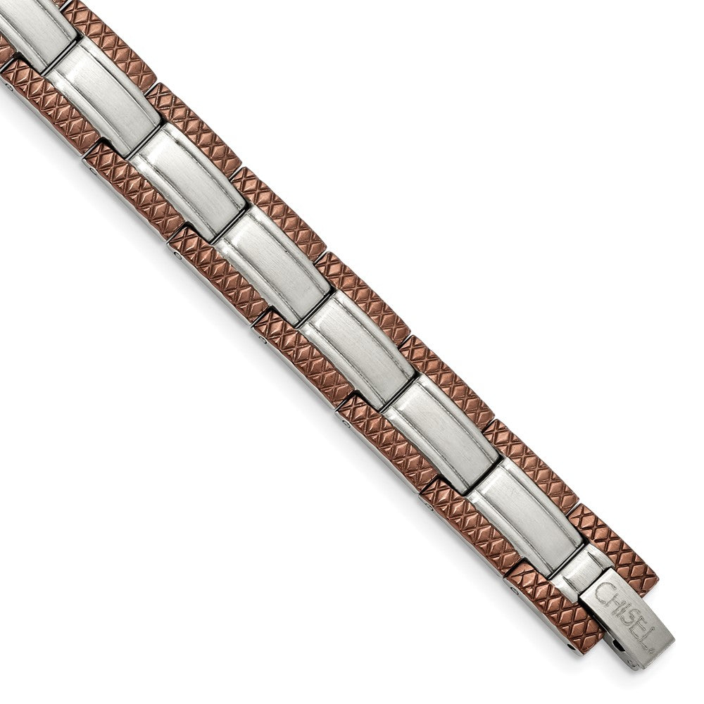 Stainless Steel Brown IP-plated 8.75in BraceletSRB902-8.75