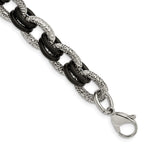 Load image into Gallery viewer, Stainless Steel Textured &amp; Black Rubber 9in BraceletSRB904-9
