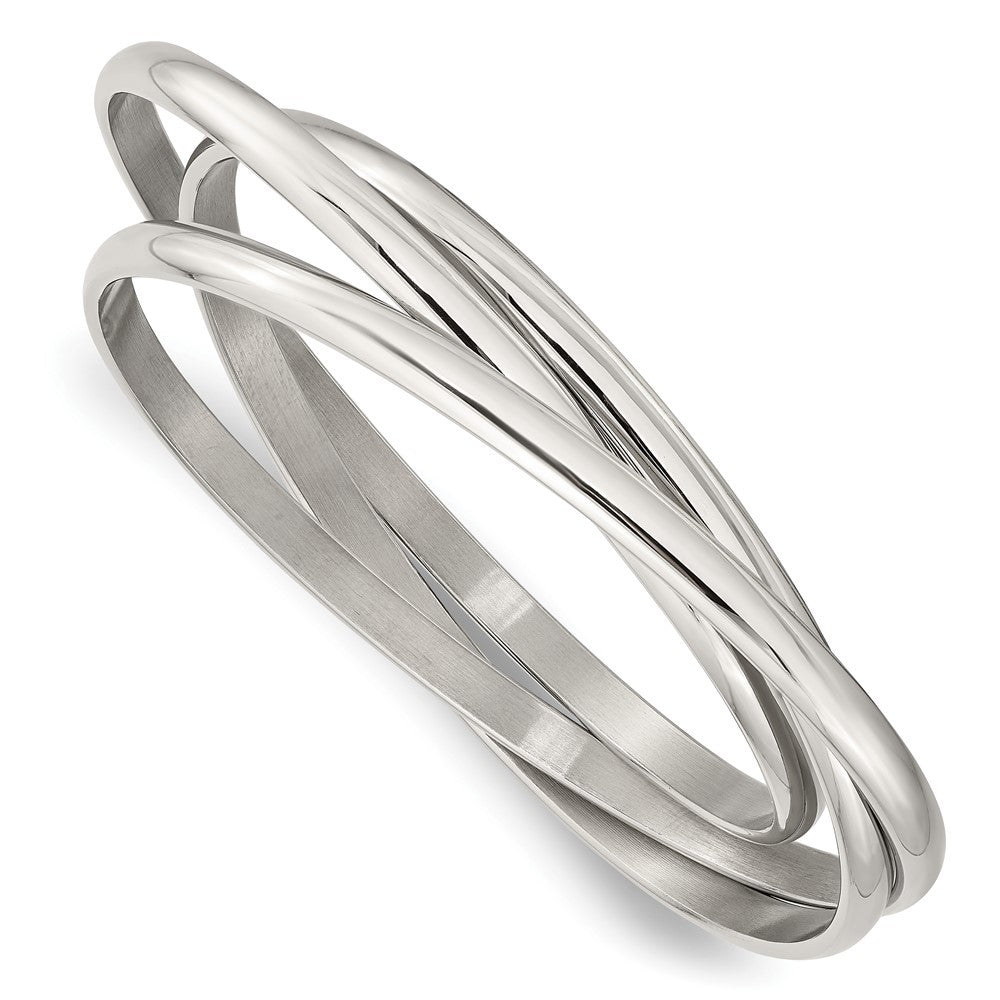 Stainless Steel Polished Intertwined BanglesSRB911