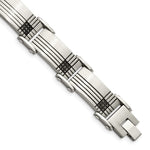 Load image into Gallery viewer, Stainless Steel Black-IP Black Diamonds Brushed &amp; Polished 8.5in BraceletSRB913-8.5
