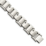 Load image into Gallery viewer, Stainless Steel Black Diamonds Brushed and Polished 8.5in BraceletSRB914-8.5
