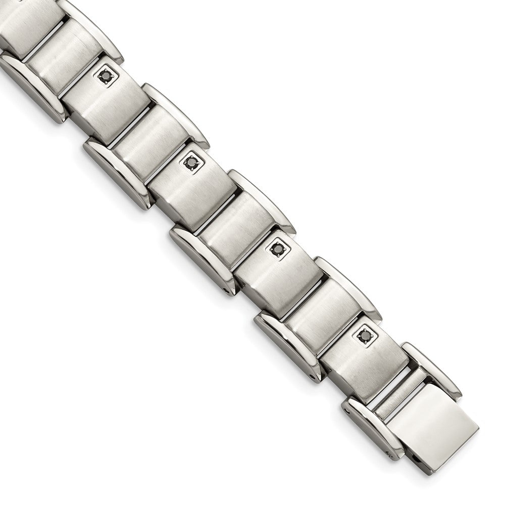 Stainless Steel Black Diamonds Brushed and Polished 8.5in BraceletSRB914-8.5