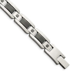 Load image into Gallery viewer, Stainless Steel Black Enamel &amp; Black Diamonds 8.75in BraceletSRB915-8.75
