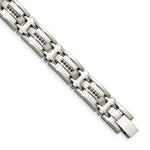 Load image into Gallery viewer, Stainless Steel Black Diamonds Polished 8.5in BraceletSRB916-8.5
