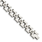 Load image into Gallery viewer, Stainless Steel Polished &amp; Black Diamonds 8.5in BraceletSRB920-8.5
