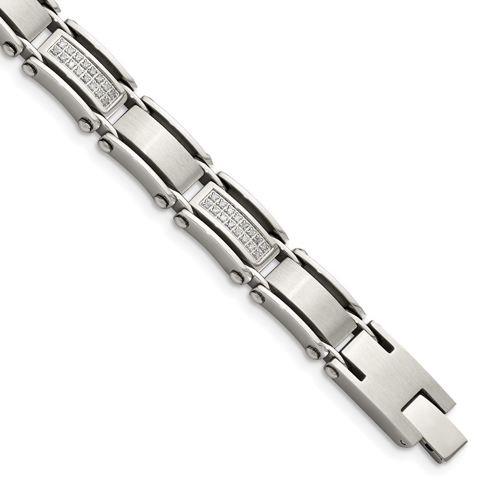 Stainless Steel Double Row Diamonds 8.5 BraceletSRB922-8.5
