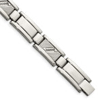 Load image into Gallery viewer, Stainless Steel Textured &amp; Polished w/Diamonds 8.5in BraceletSRB923-8.5
