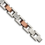 Load image into Gallery viewer, Stainless Steel Brown-plated w/Diamonds 8.5in BraceletSRB925-8.5
