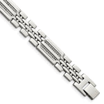 Load image into Gallery viewer, Stainless Steel Polished w/Diamonds Fancy 8.75in BraceletSRB926-8.75

