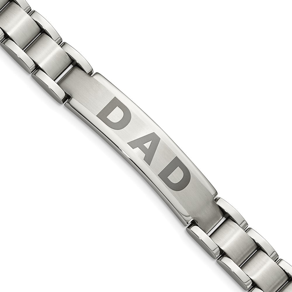 Stainless Steel Brushed & Polished Dad BraceletSRB927-8.75