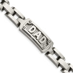 Load image into Gallery viewer, Stainless Steel Polished &amp; Textured Dad BraceletSRB929-8.5

