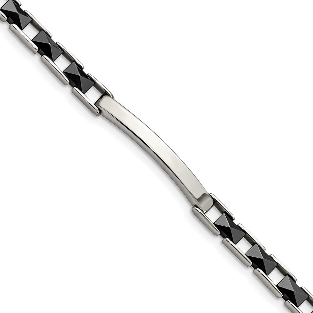Stainless Steel & Black Ceramic 7.5in BraceletSRB946-7.5