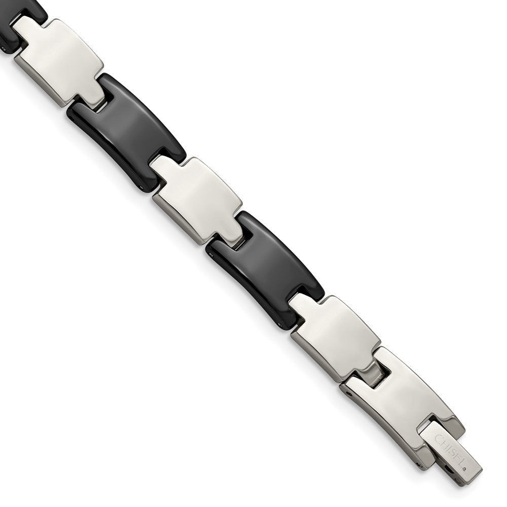 Stainless Steel & Black Ceramic 8.5in BraceletSRB948-8.5