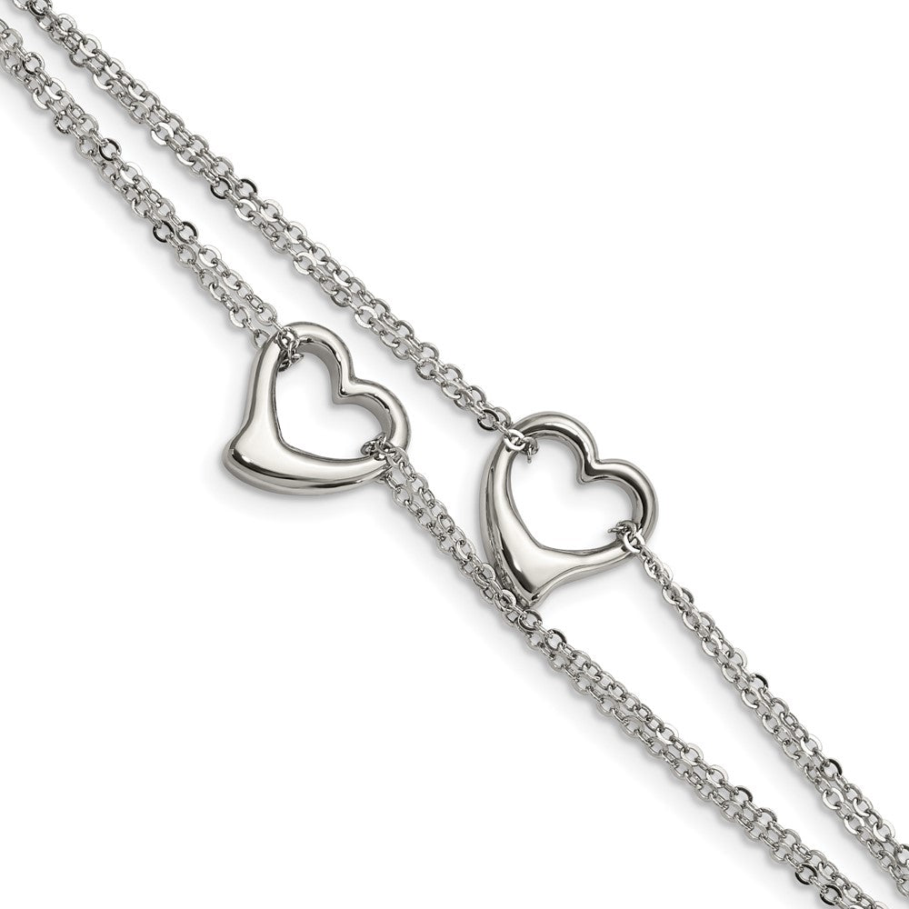 Stainless Steel Cutout Hearts 7in BraceletSRB955-7