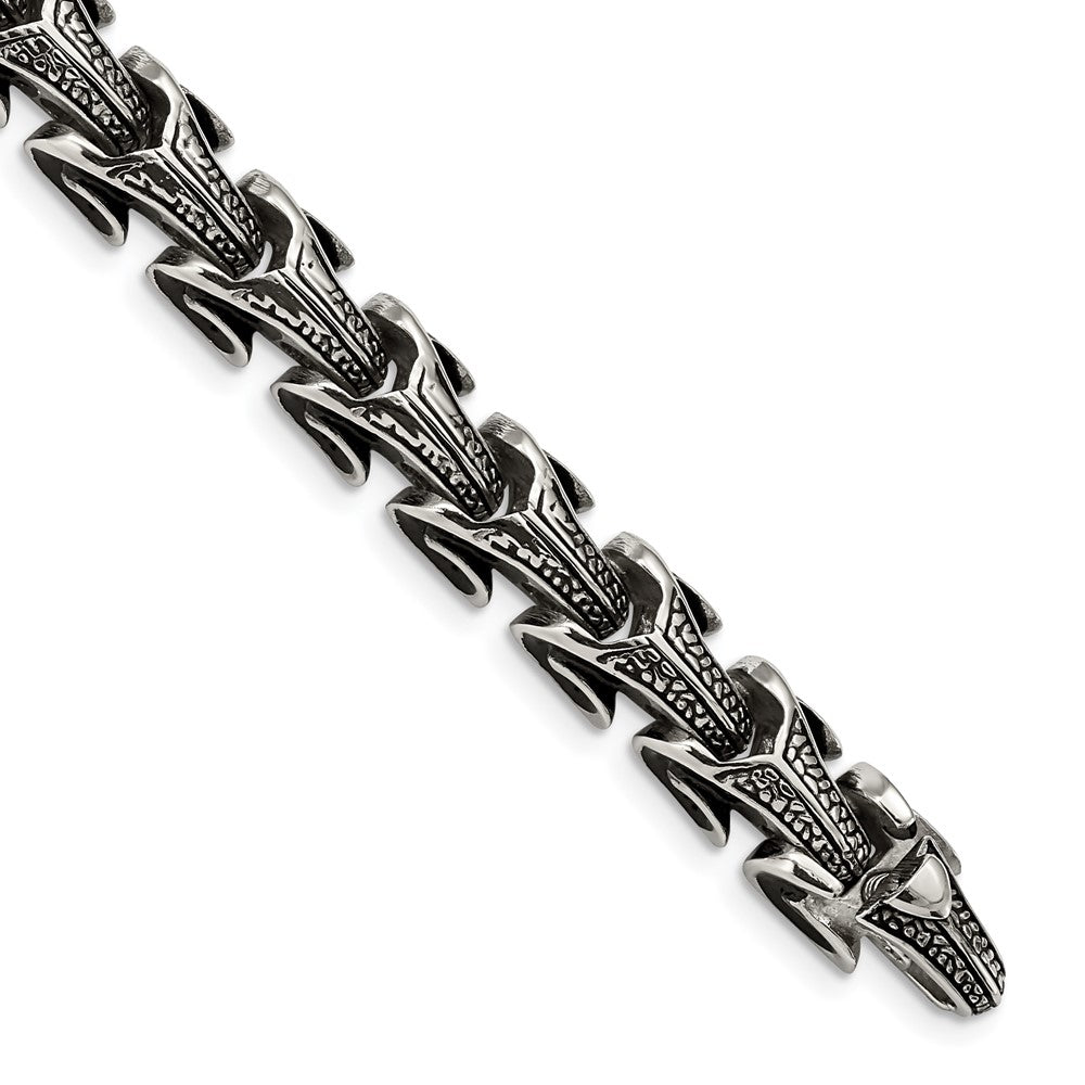 Stainless Steel Antiqued BraceletSRB983-8.5